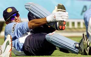 India's Rahul Dravid attends a practice session