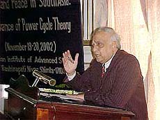 Mr Hari Jaisingh, Editor of The Tribune, speaks at the round-table conference at the Indian Institute of Advanced Study in Shimla on Tuesday