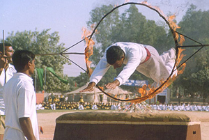 An ITBP recruit demonstrates skills