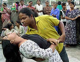 A male prostitute Nitai, rehearses a dance with a sex worker's daughter 