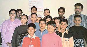 Students of the Child Labour Study Centre at Amritsar with their teachers