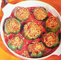 Green peppers stuffed with rice