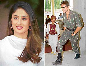 Film stars Kareena Kapoor and Saif Ali Khan who are in city for the shooting of LoC