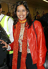 Indias Miss World contestant Shruti Sharma arrives at Londons Gatwick Airport