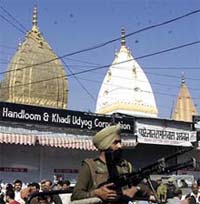 After fidayeen attacks, security has been tightened around Raghunath Temple and other temples in Jammu on Tuesday