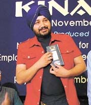 Daler Mehndi at a press conference during the release of a video album for disabled people in the Capital on Wednesday.