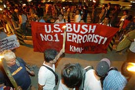 Protesters picket in front of the U.S. Embassy 