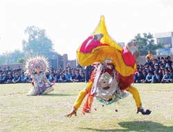 Chhau dancers perform at Bhartiya Vidya Mandir