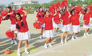 Students of St Xaviers Senior Secondary School Sector 44-C, Chandigarh, perform at the annual function of the school held on Saturday.
