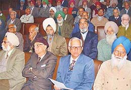 Members of the coordination committee of the Central Government Pensioners’ Association, Chandigarh celebrate 11th Pensioners’ Day at Government Museum and Art Gallery, Sector 10, in Chandigarh on Sunday