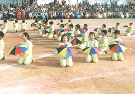 Students of St. Georges performaning a drill on their sports day