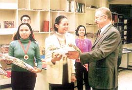Dr D. Kebschull, Director, Indo-German Export Promotion Project, giving away degrees to the students, who have completed their one-year training in footwear technology