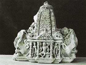 An 11th-century miniature sandstone shrine from Hisar preserved in Allahabad Museum