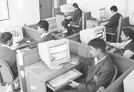 Students working on computers at a school in Panchkula