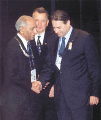 Ashwini Kumar receiving the Olympic Order