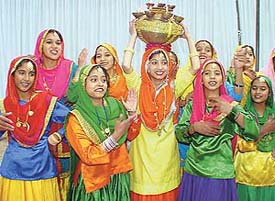 Girls perform at the annual function at Govt Senior Secondary School, Sector 27