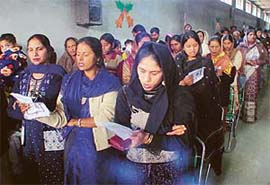 Christians pray in a Ludhiana church on Christmas on Wednesday