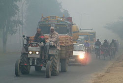 Vehicles move at a snails pace with headlights on