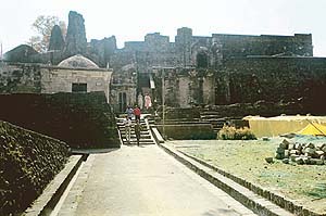 The fort overlooks the spectacular Kangra valley