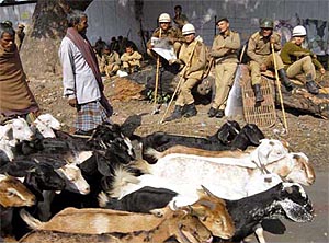Policemen relax as normal life returns to Patna on Saturday.