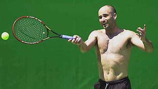 Andre Agassi of the USA practices for the Australian Open