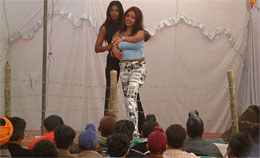 People watch jinda (live) dance at Maghi Mela