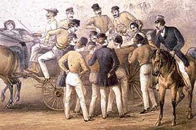 A Swarm of admirers hover around Miss Cs carriage 