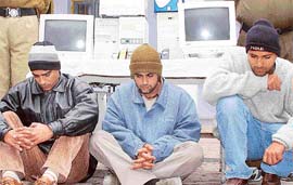 Three persons who were arrested by the CIA staff for allegedly stealing computers