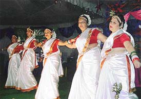 Members of the Gitanjali Ladies Club perform dance on Vande Mataram at Clubs annual function, in Ludhiana 