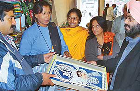 Craftspersons from West Bengal display kantha creations at the Trade Centre 
