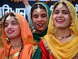 Girls dressed to perform during the annual function of Dashmesh Senior Secondary School at Bathinda