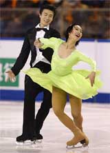 North Korean ice dancers Ryu Sun-ae and Kim Yong-ho perform during the ice dancing competition at the fifth Winter Asian Games