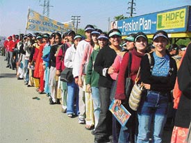 Students from various schools and colleges take part in a pulse polio rally organised by the Health Department and the Rotary Club 