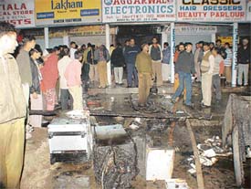Electronic items worth several lakhs were gutted when a fire broke out in booth no. 56, Sector 29