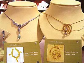 Jewellery designs created by women from the National Institute for the Blind on display at Trendsmith, Sector 17