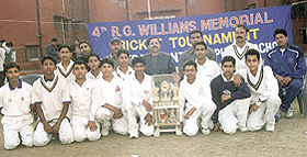 The Frank Anthony School team, which won the R G Williams Cricket Tournament, with the winners trophy.