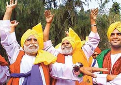 Punjabi folk dancers present Jhoomer during Basant Utsav 