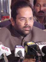 BJP General Secretary Mukhtar Abbas Naqvi addresses a press conference
