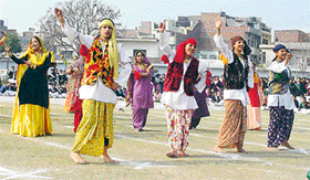 Students present a cultural programme during the 34th Annual Athletics Meet of SDP College 