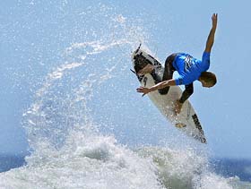 Australian surfer Asher Pacey goes airborne