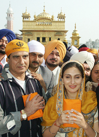 Raj Babbar and his daughter Juhi Babbar, on a promotional tour of her first Hindi film