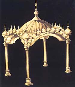 The gold palki designed for the largest gurdwara of Europe