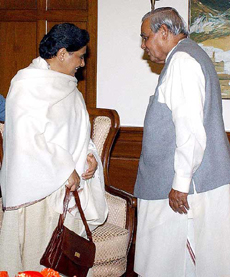 Prime Minister Atal Behari Vajpayee with Uttar Pradesh Chief Minister Mayawati
