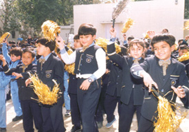 Students of Children's Valley celebrating Valentine's Day with deaf children