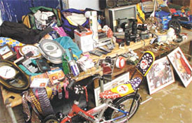 The recovered goods are on display in the Delhi Police South district HQ