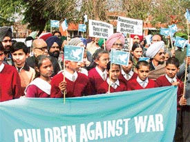 To protest against the war designs of the Bush administration