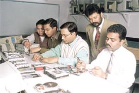 Students being given hands-on training at A-SET in Paharganj