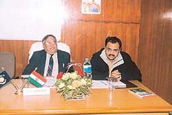 Regional Provident Fund Commissioners Mr N.N. Sharma and Mr S.K. Agarwal address a Press conference