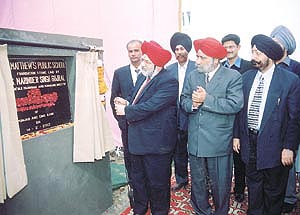 N. S. Gujral laying the foundation stone of the new building of St Mathews Public School