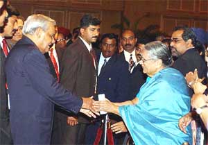 Prime Minister Atal Behari Vajpayee meets the Indian community at a reception